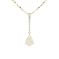 Opal Solitaire Long Drop Pendant with Diamond Studded Bale product