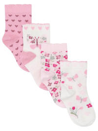 Kids Baby girl floral socks four pac - Pink product