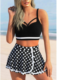 ROTITA Black Polka Dot High Waisted Swim Skirt product