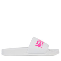 Moschino Kids White/Pink Logo Slides  - Size UK 6 EU 39 product