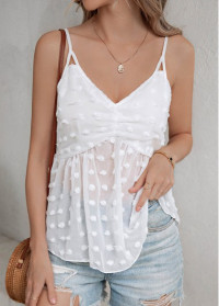 Mesh White V Neck Strappy Camisole Top product