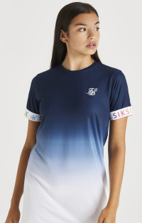 SikSilk Rainbow Fade T-Shirt Dress - Navy & White product