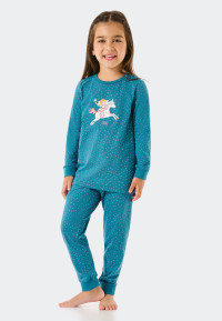 Pyjama lang biologisch katoen manchetten stippen eenhoorn petrolblauw - Princess Lillifee 92 product