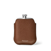 Aspinal of London®  5oz Hip Flask With Leather Pouch in Tobacco Pebble product