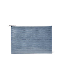 Aspinal of London®  Large Essential Flat Pouch in Deep Shine Heritage Blue Small Croc product