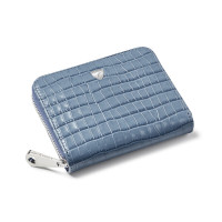 Aspinal of London®  Slim Mini Continental Purse in Deep Shine Heritage Blue Small Croc product