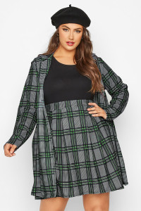 Yours Curve Grey & Green Check Blazer, Women's Curve & Plus Size, Yours product