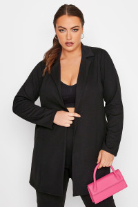 Yours Curve Black & Pink Glitter Longline Blazer, Women's Curve & Plus Size, Yours product