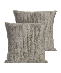 Paoletti Brooklands Cushions (Twin Pack) - Silver Cotton - Size 55 cm x 55 cm product