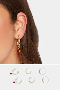 Gold Tone 3 Pack Mixed Hoop Earrings product