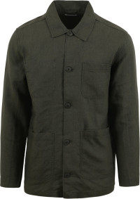 KnowledgeCotton Apparel Overshirt Linen Dark Dark Green Green size XL product