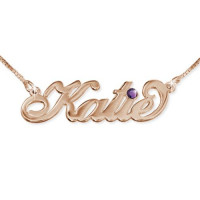 Rose Gold Plated Silver Birthstone Name Necklace product