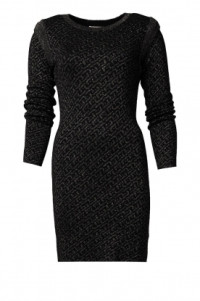 Gebreide jurk met print Celia  zwart product