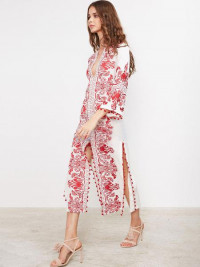 Boho Dress V-Neck 3/4 Length Sleeves Printed Beach Dress product