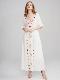 Boho Dress V-Neck Half Sleeves Printed Summer Dress product