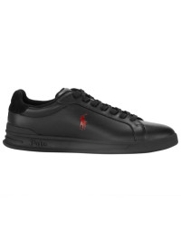 Leichter Low Top Sneaker aus Glattleder mit Poloreiter-Emblem von Polo Ralph Lauren in Schwarz product