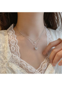Alloy Detail Silver Butterfly Design Necklace product