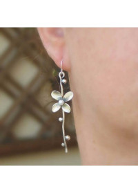 Pearl Design Silver Floral Alloy Earrings product
