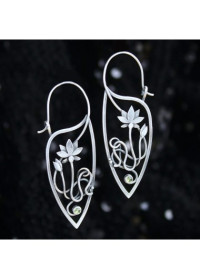Silver Alloy Detail Floral Design Earrings product