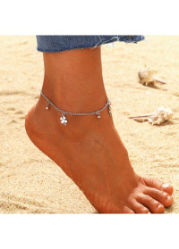 Leaf Design Silvery White Metal Anklet product