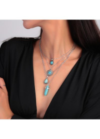 Round Layered Design Turquoise Alloy Necklace product
