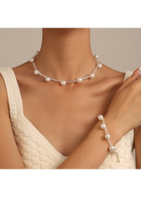 White Pearl Detail Necklace and Bracelet product
