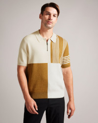 Ted Baker Men's Short Sleeve Colour Block Polo Shirt in White, Norez product