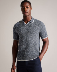 Ted Baker Men's Open Collar Marled Polo Shirt in Blue, Plantr product