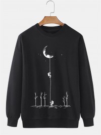 Mens Planet Astronaut Print Crew Neck Pullover Sweatshirts product