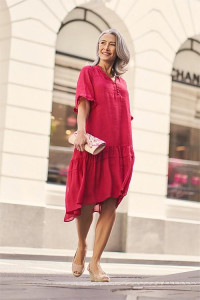 Linen Silk Ruffle Dress product
