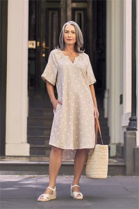 Gathered French Linen Dress product