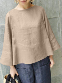 Solid Long Bell Sleeve Blouse For Women product