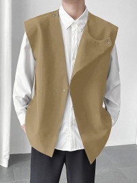 Mens Asymmetric Pocket Solid Color Waistcoat product