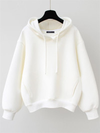 Solid Long Sleeve Pocket Hoodie For Women product