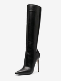 Milanoo Bottes hauteur genou en cuir PU à talon aiguille pour femmes product