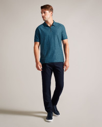 Men's Tulip Textured Zip Polo Shirt in Blue, Polenn, Cotton product