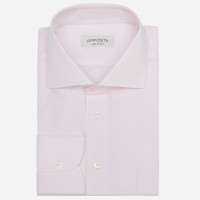 Camicia tinta unita rosa 100% puro cotone popeline doppio ritorto giza 45, collo stile semifrancese product