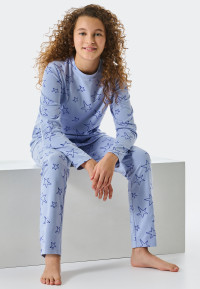 Pyjama lang biologisch katoen sterren zilver lila - Teens Nightwear 152 product
