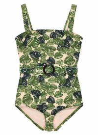 Fonda Monstera Print Square Neck Belted Swimsuit - Extra Large (UK 20-22) product