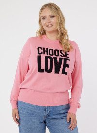 Aphrodite Choose Love Slogan Knit - Pink - Large (UK 16-18) product
