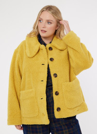 Penelope Teddy Bear Fleece Coat - Mustard - Large (UK 16-18) product