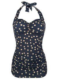 Coralie Polka Dot Print Halter Neck Adjustable Swimsuit -EXTRA LARGE (UK 20-22) product