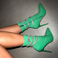 Caspian Green Lycra Diamante Wrap Ankle Boots product