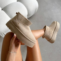 Olly Beige Faux Suede Platform Boots product