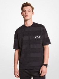 MK T-shirt in terry a righe con logo - Nero (Nero) - Michael Kors product