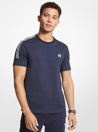 MK T-shirt in jersey di cotone con fettuccia con logo - Notte (Blu) - Michael Kors product