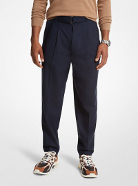 MK Pantaloni in flanella di lana stretch con cintura - Notte (Blu) - Michael Kors product