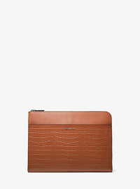 MK Custodia per laptop Hudson in pelle stampa coccodrillo - Cuoio (Marrone) - Michael Kors product