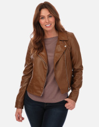 Women's Womens Bella Annabel Faux Leather Jacket - Brown/Medium (Shade)/Cognac product