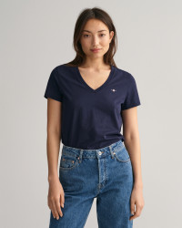 GANT Women Shield V-Neck T-Shirt (XXL) Blue product